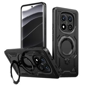 Custodia per Telefono Magnetica Con Supporto Pieghevole Armatura Cover Posteriore Antiurto Protezione per Redmi Note 14 Pro 13 Pro Max