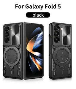 Detailansicht der schwarzen magnetischen Schutzhülle für Galaxy Fold 5 mit Scharnierschutz.