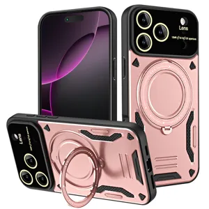 Robustes magnetisches Schutzhülle mit Ringständer und Kameraschutz für iPhone Detailansicht