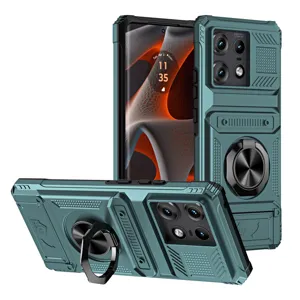 Funda protectora resistente con soporte y ranura para tarjetas para serie MOTO edge.