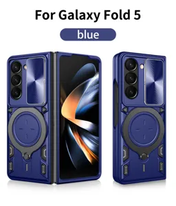 Schutzhülle kompatibel mit Samsung Galaxy Z Fold 5 blaue Handyhülle mit Magnetständer