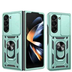 Ανθεκτική θήκη προστασίας για Samsung Z Fold με συρόμενο κάλυμμα κάμερας και στήριγμα δακτυλίου.