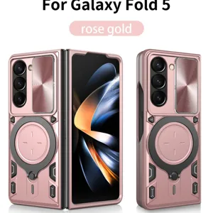 Magnetische Kabellose Ladehülle Mit Klappbarem Ständer Robuste Stoßfeste Linsenschutzhülle Kompatibel Mit Samsung Galaxy Z Fold Serie Rückseite