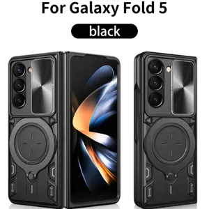 Magnetische Handyhülle für Samsung Galaxy Z Fold 5 schwarze robuste stoßfeste Schutzhülle
