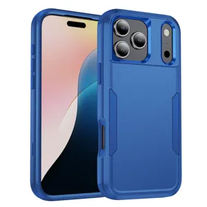 Carcasa protectora robusta azul para teléfono móvil antichoque con protección de cámara.