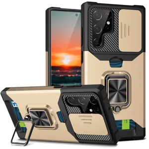 Funda protectora resistente para Samsung Ultra con cubierta de cámara y soporte de anillo