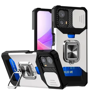 Ανθεκτική θήκη για Motorola με συρόμενο κάλυμμα κάμερας βάση δαχτυλίδι και θήκη καρτών.