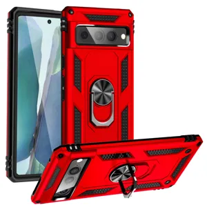 Funda de Teléfono Armadura Militar de Plástico TPU Soporte de Anillo de Metal Cubierta Anticaídas Magnética para Google Pixel