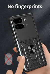 Funda protectora resistente con cubierta de cámara y soporte de anillo para Google Pixel 9 Pro Fold.