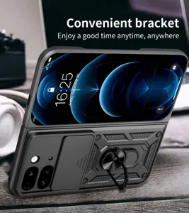 Funda protectora con soporte de anillo y cubierta de cámara para Google Pixel 9 Pro Fold.