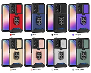 Funda protectora Samsung con cubierta de cámara deslizante tarjetero y anillo soporte