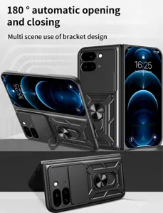 Funda protectora para Google Pixel 9 Pro Fold con soporte de anillo, protección de bisagra y cámara.