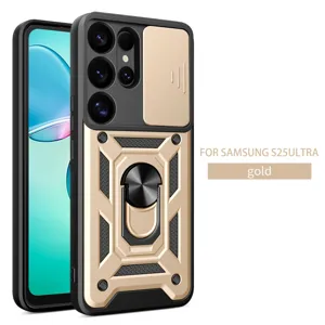 Ανθεκτική θήκη προστασίας για Samsung S25 Ultra με συρόμενο κάλυμμα κάμερας και βάση