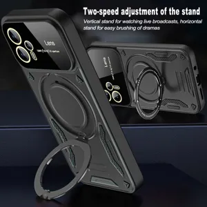 Funda protectora Motorola con soporte y protección de lente, diseño antichoque y útil.