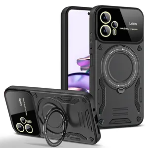 Funda Magnética Antigolpes Tipo Armadura Con Soporte de Anillo y Protección de Lente Para Motorola Moto G84 G34 G24 E13