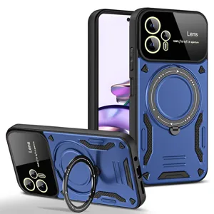 Funda de telefono magnetica duradera con soporte de anillo y proteccion de lente MOTO.
