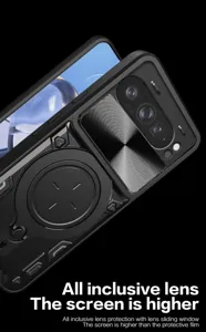 Rugged magnetic phone case with sliding camera cover and shockproof protection for daily use