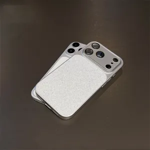 Detailed close-up showing the glitter back texture and large camera window design of the phone case.