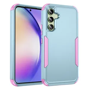 Funda protectora de doble capa resistente en azul rosa, carcasa antichoque para teléfono.