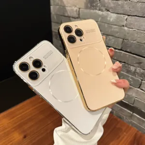 Funda de teléfono magnética galvánica con protector de cámara de ventana grande detalles