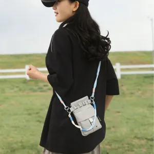 Korean style plaid crossbody phone bag, outdoor sports casual shoulder bag for daily use.