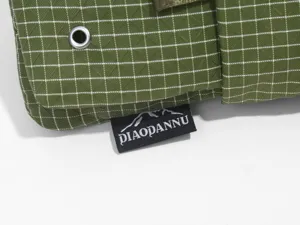 Green grid sports shoulder bag detail view, fashion outdoor casual crossbody fabric.