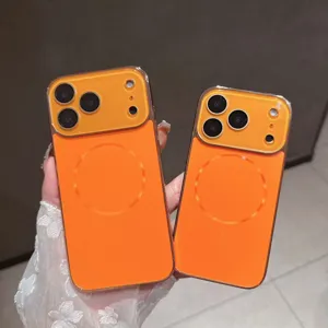 Funda de Teléfono Magnética Galvanizada Acrílico Antigolpes Cubierta Posterior Protección Lente Para iPhone Serie