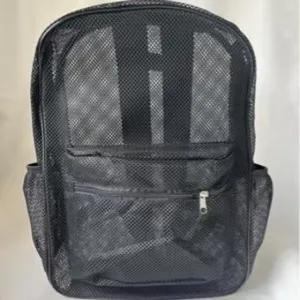 Black mesh backpack large capacity travel casual daypack breathable outdoor sports bag