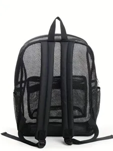 Black mesh backpack large capacity travel outdoor casual school bag multifunctional daypack