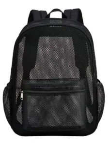 Black mesh backpack for daily travel large capacity casual daypack with front pocket