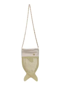 Women's creative fish shaped PU leather canvas crossbody chain phone bag fashion purse