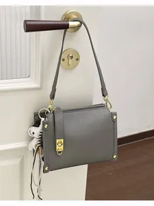Minimalist PU Leather Crossbody Bag For Women Fashion Small Square Shoulder Bag Casual Handbag With Pendant