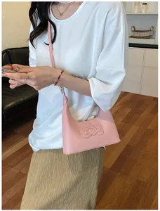 Women PU Leather Underarm Bag Fashion Solid Color Handbag Cute Bow Crossbody Bag Versatile Daily Shoulder Bag