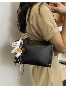 Women fashion leather crossbody shoulder bag with cute horse charm stylish handbag