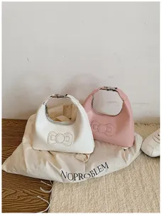 Cute bow women handbag minimalist stylish shoulder bag casual chic daily purse accessory