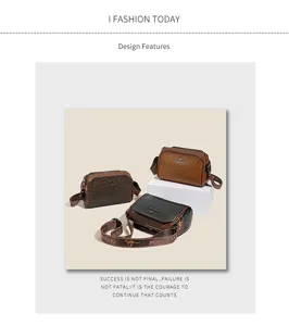 Vintage retro double-sided pillow shoulder bag PU leather casual crossbody bag for women