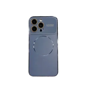 Funda de teléfono magnética galvanizada con protector de cámara integrado
