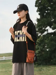 Korean style outdoor casual crossbody phone bag with stylish tooling plaid pattern for daily use