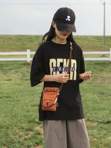 Korean style outdoor grid crossbody phone bag, casual tooling small shoulder bag accessories.