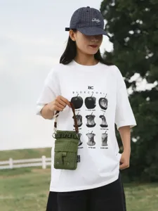 Korean style green grid canvas shoulder bag outdoor casual crossbody phone bag stylish accessory