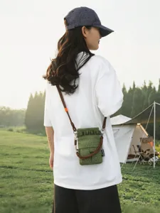 Korean style grid tactical shoulder crossbody phone bag for outdoor casual cycling and fashion sports.
