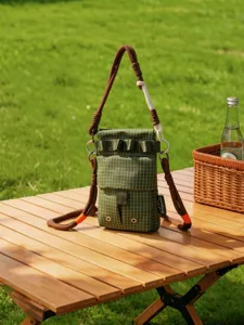 Korean style tactical shoulder bag green grid outdoor casual crossbody bag for men and women