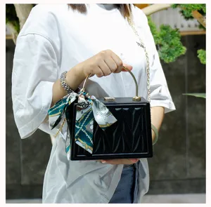 2024 new Korean style quilted handbag with silk scarf, elegant crossbody and shoulder bag.