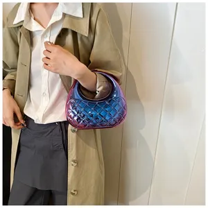 Candy color quilted acrylic handbag fashion evening bag detail view showing gradient design.