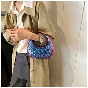 Candy color gradient quilted acrylic box bag detail, showcasing unique texture and stylish look.
