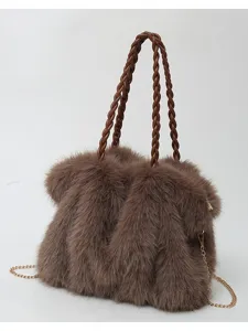 Women's Fashion Plush Shoulder Bag Large Capacity Tote Furry Crossbody Bag Casual Chic Autumn Winter Handbag