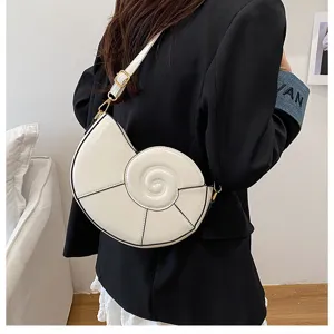 Sac à bandoulière unique en forme de coquillage blanc pour femme, sac fourre-tout en PU.