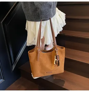 Elegante Damen große Kapazität Wildleder Schulter Tasche Herbst Winter Shopper