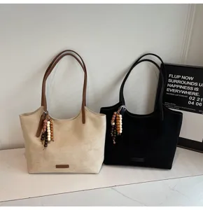Klassische Damen große Kapazität Wildleder Tote Bag Herbst Winter lässige Schultertasche