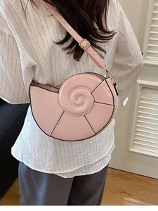 Sac Bandoulière Mode Femme Forme Conque Mignon Cuir PU Sac Croisé Décontracté Quotidien Avec Chaîne Métallique